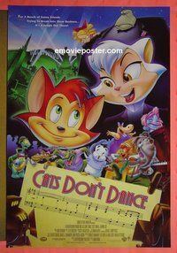 H250 CATS DON'T DANCE double-sided one-sheet movie poster '97 animated musical!