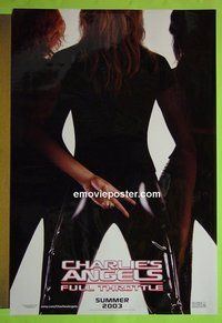 H256 CHARLIE'S ANGELS FULL THROTTLE double-sided teaser one-sheet movie poster '03 Cameron Diaz