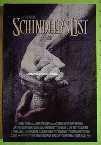 H979 SCHINDLER'S LIST double-sided w/ rating box one-sheet movie poster '93