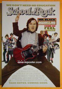 H980 SCHOOL OF ROCK double-sided int'l advance one-sheet movie poster '03 Jack Black