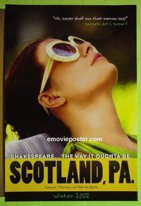 H982 SCOTLAND PA double-sided advance one-sheet movie poster #1 '02 James LeGros, Maura Tierney