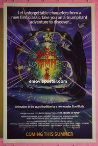 H989 SECRET OF NIMH advance one-sheet movie poster '82 Don Bluth cartoon