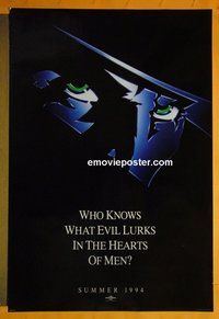 H999 SHADOW double-sided teaser one-sheet movie poster '94 Alec Baldwin