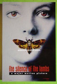 I019 SILENCE OF THE LAMBS double-sided teaser style A one-sheet movie poster '90 A. Hopkins