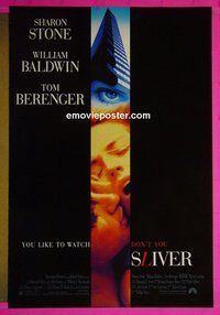 I030 SLIVER double-sided one-sheet movie poster '93 Sharon Stone, William Baldwin