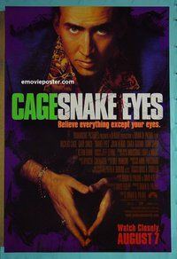 I032 SNAKE EYES double-sided advance one-sheet movie poster '98 Nicolas Cage, Sinise