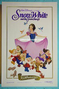 I036 SNOW WHITE & THE 7 DWARFS one-sheet movie poster R87 Disney