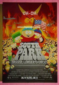 I045 SOUTH PARK: BIGGER, LONGER & UNCUT double-sided advance one-sheet movie poster '99