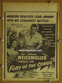 J230 FURY OF THE CONGO local theater WC '51 Weissmuller