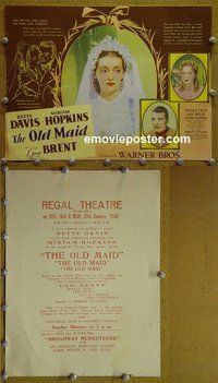 J157 OLD MAID herald '39 Bette Davis, Hopkins