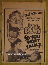 J234 SO YOU WON'T TALK local theater WC 40 Joe E. Brown