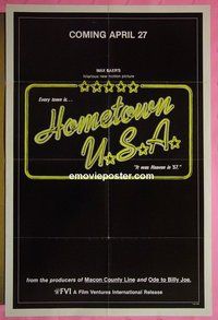P848 HOMETOWN USA teaser one-sheet movie poster '79 Max Baer, Springer