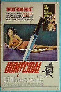 P850 HOMICIDAL one-sheet movie poster '61 William Castle horror!