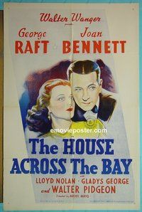 P862 HOUSE ACROSS THE BAY one-sheet movie poster R40s Raft, Bennett