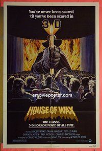 P867 HOUSE OF WAX one-sheet movie poster R81 3D Vincent Price