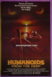 P876 HUMANOIDS FROM THE DEEP one-sheet movie poster '80 classic!