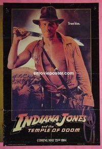 P900 INDIANA JONES & THE TEMPLE OF DOOM teaser one-sheet movie poster '84