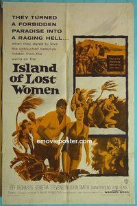 P912 ISLAND OF LOST WOMEN one-sheet movie poster '59 sexy babes!