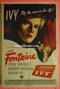 P919 IVY one-sheet movie poster '47 bad girl Joan Fontaine!