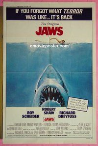 P924 JAWS one-sheet movie poster R79 Steven Spielberg, Scheider