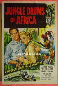 P951 JUNGLE DRUMS OF AFRICA one-sheet movie poster '52 serial