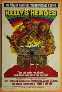 P956 KELLY'S HEROES one-sheet movie poster '70 Clint Eastwood, WWII!