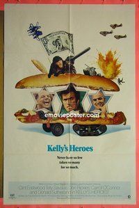 P957 KELLY'S HEROES style B one-sheet movie poster '70 Clint Eastwood