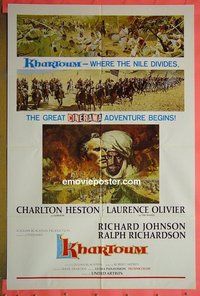 P959 KHARTOUM style B one-sheet movie poster '66 Cinerama, Charlton Heston