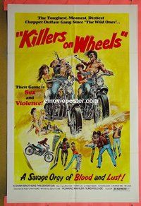 P965 KILLERS ON WHEELS one-sheet movie poster '75 kung fu bikers!