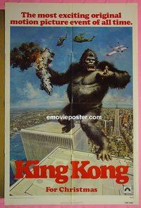 P971 KING KONG advance one-sheet movie poster '76 BIG Ape,Jessica Lange