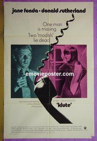 P980 KLUTE int'l style one-sheet movie poster '71 Jane Fonda, Sutherland