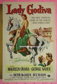 P992 LADY GODIVA one-sheet movie poster '55 Maureen O'Hara