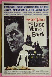 Q011 LAST MAN ON EARTH one-sheet movie poster '64 AIP, Vincent Price