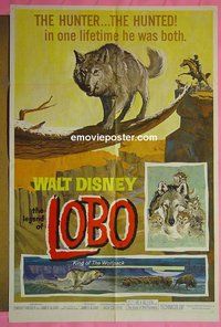 Q030 LEGEND OF LOBO one-sheet movie poster '62 Disney wolf!