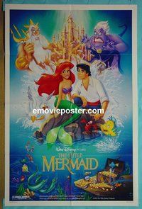 Q053 LITTLE MERMAID DS one-sheet movie poster '89 Walt Disney