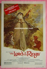 Q069 LORD OF THE RINGS 'video' style one-sheet movie poster '78 JRR Tolkien