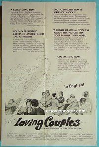 Q082 LOVING COUPLES one-sheet movie poster '64 Swedish sex!