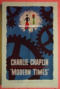 Q175 MODERN TIMES one-sheet movie poster R59 Charlie Chaplin