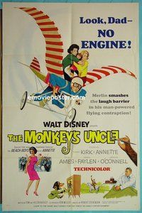 Q181 MONKEY'S UNCLE one-sheet movie poster '65 Walt Disney