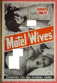 Q191 MOTEL WIVES one-sheet movie poster '68 sex-ational, adults only!