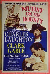 Q207 MUTINY ON THE BOUNTY one-sheet movie poster R57 Laughton