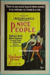 Q241 NICE PEOPLE one-sheet movie poster '22 Wallace Reid, Bebe Daniels