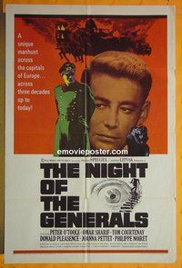 Q247 NIGHT OF THE GENERALS one-sheet movie poster '67 Peter O'Toole