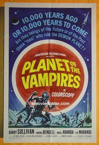 Q364 PLANET OF THE VAMPIRES one-sheet movie poster '65 Mario Bava