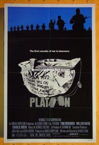 Q365 PLATOON helmet style one-sheet movie poster '86 Oliver Stone, Sheen