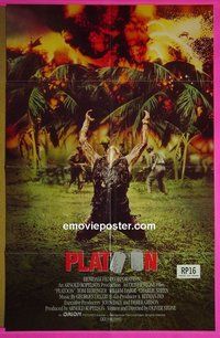 Q366 PLATOON int'l 'shot' style one-sheet movie poster '86 Oliver Stone