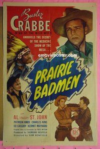 Q388 PRAIRIE BADMEN one-sheet movie poster '46 Buster Crabbe