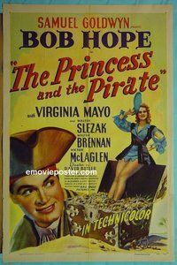 Q395 PRINCESS & THE PIRATE one-sheet movie poster '44 Bob Hope, Mayo