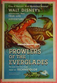 Q405 PROWLERS OF THE EVERGLADES one-sheet movie poster '53 wild gator image!