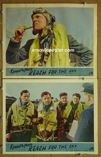 Z162 REACH FOR THE SKY 2 English lobby cards '57 Kenneth More